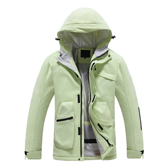 QHFBli Men's Field Jacket Men's Windproof Winter Hooded Ski Jacket Solid Color Outdoor Warm Breathable Casual Jacket
