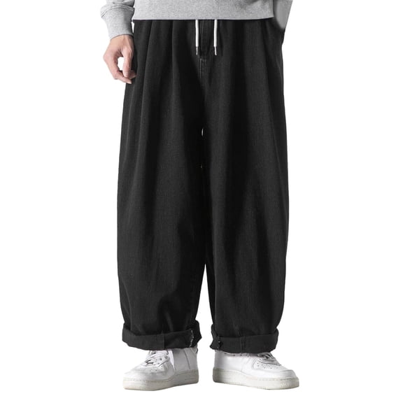 QHFBli Men's Hop Jean Joggers Loose Fit Streetwear Biker Baggy Jeans Pants Stylish Printed Cargo Denim Pants