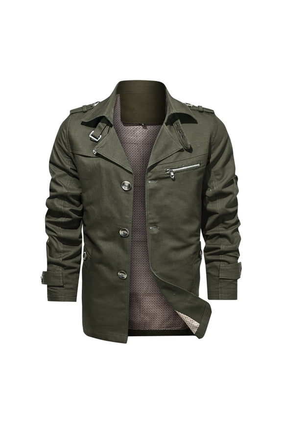 Men's Iconic Denim Jacket Men's Classic Denim Jacket Autumn Winter Coats Pure Color Breathable Outdoor Washed Coat for Casual Daily Wear Green XL