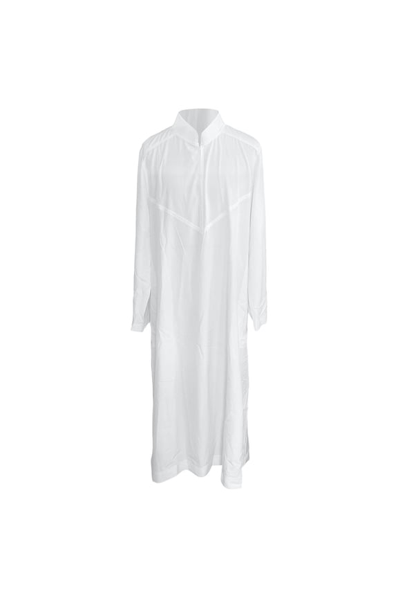 Men's Kaftan Thobe Long Sleeve Men Thobe Robe Side Split Men Thobe with Pockets Casual Thobe