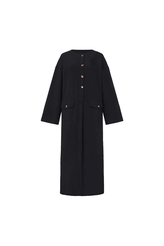 Men's Kaftan Thobe Long Sleeve Men Thobe Robe Side Split Men Thobe with Pockets Casual Thobe