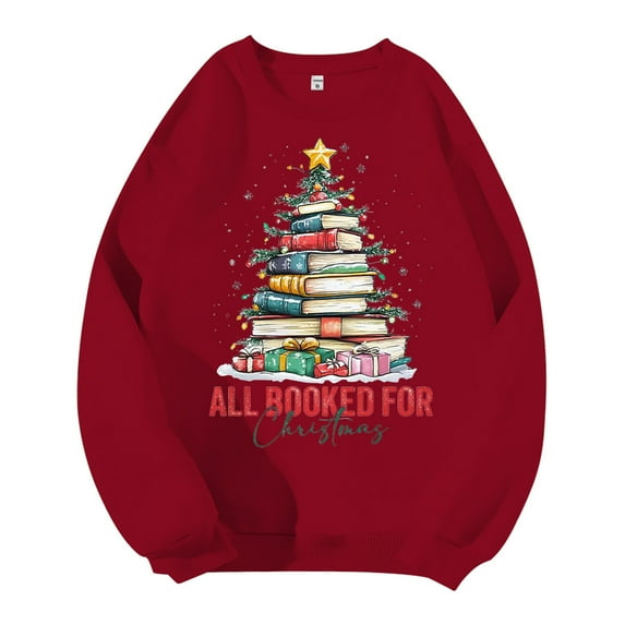 QHFBli Men's Premium Crewneck Sweatshirt Mens Holiday Fashion Pullover Hoodless Sweatshirt Christmas Fall Graphic Print Top Casual RD1 L