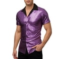 thumbnail image 1 of QHFBli Men's Sequin Dress Shirt 70s Disco Sparkle Party Short Sleeve Button Down Shirts, 1 of 8