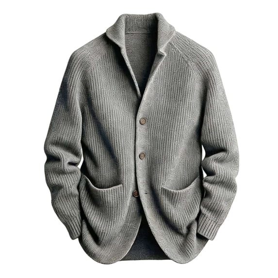 QHFBli Men's Shawl Collar Knitted Cardigan Sweater Winter Three Button Casual Business Wear Comfortable Soft