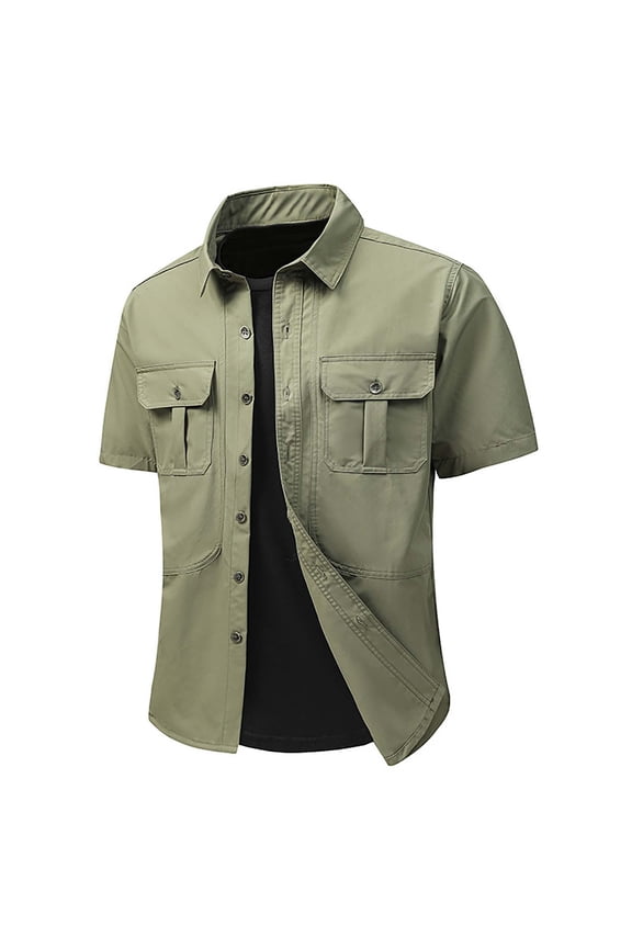 Men's Short Sleeve Fishing Shirts, Quick Dry UPF 50+ Sun Protection Shirts for Hiking