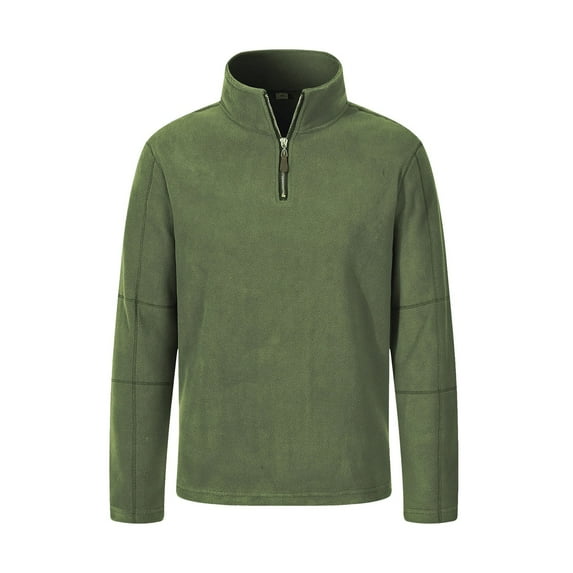 QHFBli Men's Solid Color Crewneck Sweatshirt Men's Athletic Zip Pullover Long Sleeve Workout Running Sports Shirt Warm Green XL