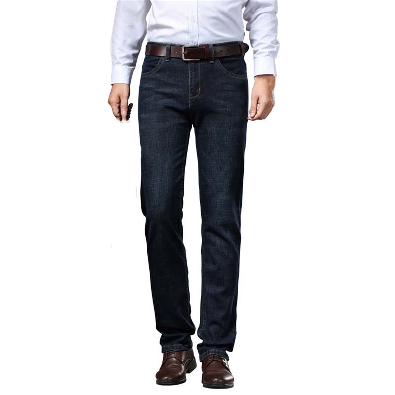 QHFBli Men's Stretch Denim Jeans Classic Jeans with Embroidered Design ...