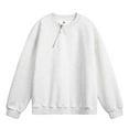 thumbnail image 1 of QHFBli Men's Tall Crewneck Sweatshirt Men's Casual Long Sleeve Pullover Sweatshirt Fashion Loose Fit Zip Detail Hoodless Top Comfortable White L, 1 of 6