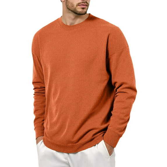 QHFBli Men's Tall Crewneck Sweatshirt Men's Hoodless Sweatshirt Casual Wear Comfortable Pullover Crewneck Versatile Stylish Fashion Top For Red L