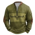 thumbnail image 1 of QHFBli Men's Tall Crewneck Sweatshirt Men's Knit Zipper Sweater Long Sleeve Printed Collarless Green M, 1 of 3