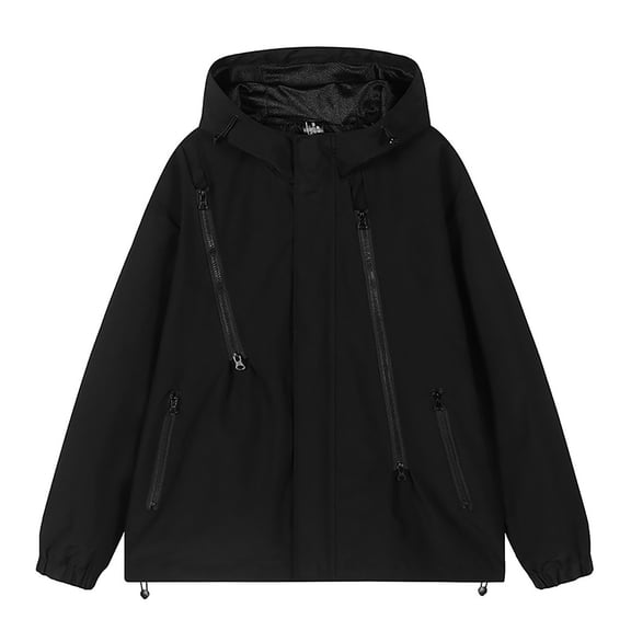 QHFBli Men's Trucker Jacket Men's Lightweight Outdoor Hooded Jacket for Spring Autumn Seasons Hiking Sports and Casual Wear