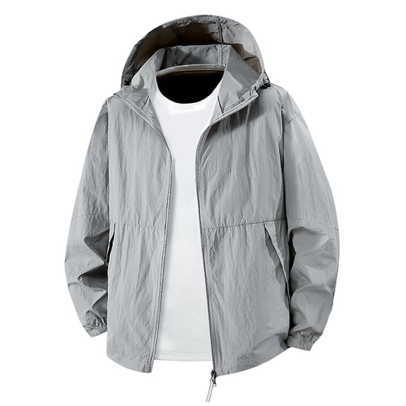 QHFBli Men's Windbreaker Jacket Men's Loose Fit Hooded Sun Protective Jacket UPF Summer Outdoor Windbreaker Casual Lightweight Athletic Wear