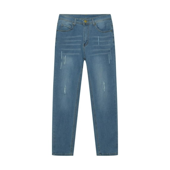 QHFBli Mens Baggy Jean Fashion Casual Pocket Waist Solid Color Slim Toe Jeans Pants