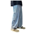 thumbnail image 1 of QHFBli Mens Baggy Jeans Mens Wide Leg Jeans Elastic Waist Baggy Jeans Casual Drawstring Denim Pants Trousers, 1 of 5