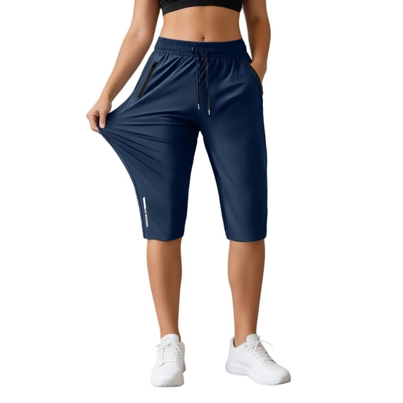 QHFBli Mens Capri Pants 3/4 Long Jogger Sport Shorts,Workout/Gym/Yoga/Beach Shorts Quick Dry with Zipper Pockets