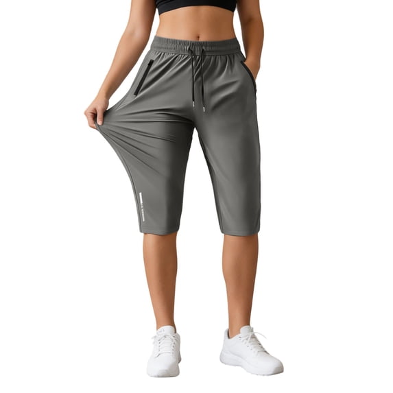 QHFBli Mens Capri Pants 3/4 Long Jogger Sport Shorts,Workout/Gym/Yoga/Beach Shorts Quick Dry with Zipper Pockets