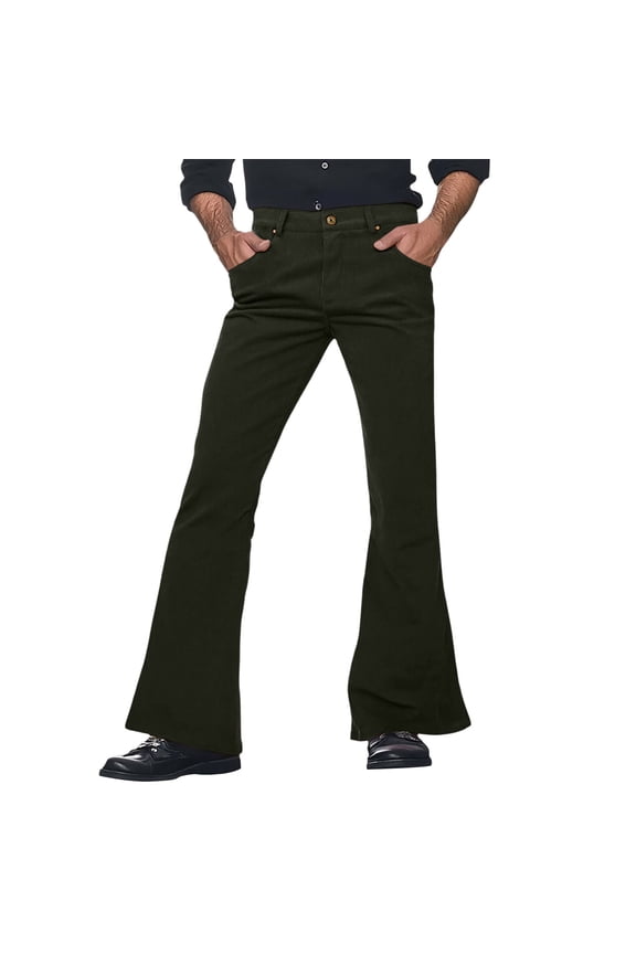 Mens Corduroy Vintage Bell Bottom Pants 70s,Disco Stretchy Flared Pants Fit 60s 70s Outfits for Men,Mens Bell Bottom Jeans