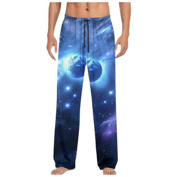 QHFBli Mens Cotton Pajama Bottoms Lightweight Lounge Pant with Pockets Soft Sleep Pj Pants for Men