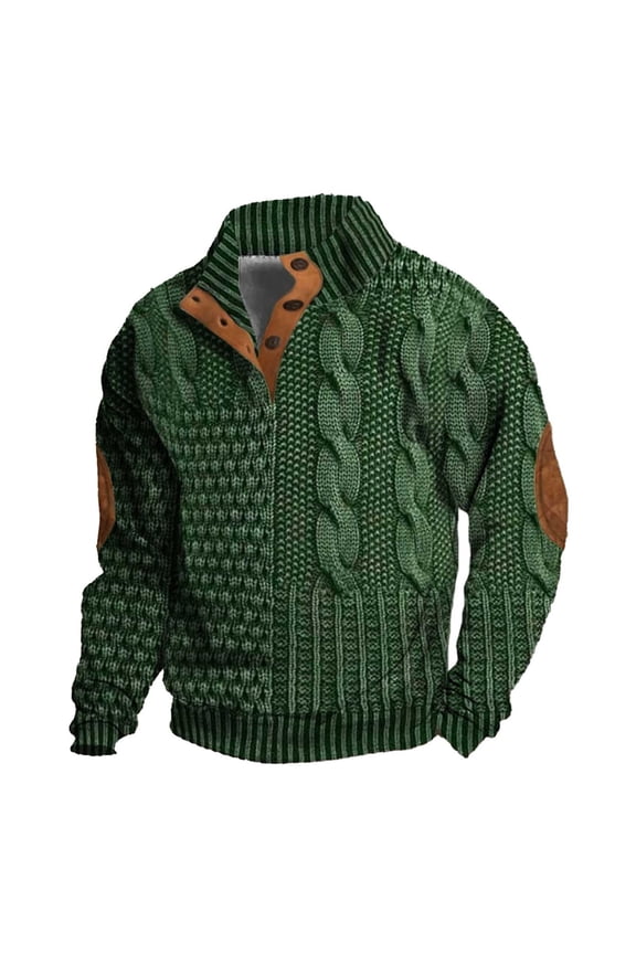 Mens Crewneck Sweatshirt 2024 Autumn Winter Men Fashion Casual 3D Digital Printed Imitation Knitted Sweater Fabric Half Zip Round Neck Purple XXXL