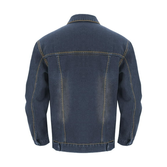 QHFBli Mens Denim Coat Men's Classic Loose Fit Denim Jean Jacket Lightweight Casual Fashion Outerwear Coat for Daily Street Style Dark Blue S