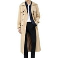 thumbnail image 1 of QHFBli Mens Double Trench Coat Classic Long Double Trench Coat with Shoulder and Waist Khaki 8XL, 1 of 5