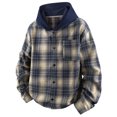 thumbnail image 1 of QHFBli Mens Flannel Hoodie Shirts Casual Button Down Plaid Shirt Jackets for Men Long Sleeve Stylish Hooded with Pocket, 1 of 4