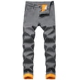 thumbnail image 1 of QHFBli Mens Lined Jeans Straight Leg Stretch Winter Warm Denim Pants, 1 of 7
