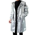 thumbnail image 1 of QHFBli Mens Long Trench Coat Long Reflective Performance Anorak Coat Shiny Windbreaker Outerwear For Men Evening Show Silver XXL, 1 of 3