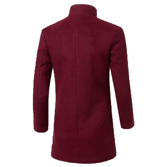 QHFBli Mens Long Trench Coat Men's Solid Color Formal Banquet Coat Lengthened Stand Collar Jacket with Button Closure and XL