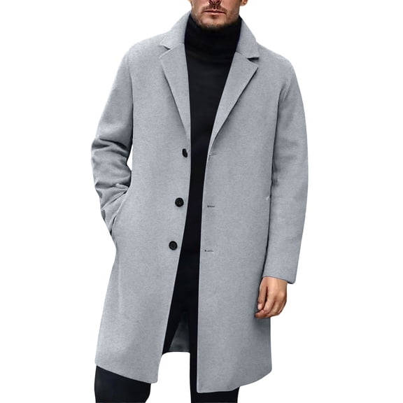 QHFBli Mens Long Trench Coat Men's Winter Anorak Stylish Cold Weather Outerwear Lightweight Jacket For Outdoor Activities Comfortable Grey XL