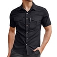 thumbnail image 1 of QHFBli Mens Short Sleeve Button Down Shirts Work Casual Button Up Relaxed Fit Summer Shirt with Two Pockets, 1 of 4