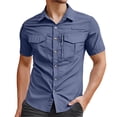 thumbnail image 1 of QHFBli Mens Short Sleeve Button Down Shirts Work Casual Button Up Relaxed Fit Summer Shirt with Two Pockets, 1 of 4