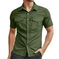 thumbnail image 1 of QHFBli Mens Short Sleeve Button Down Shirts Work Casual Button Up Relaxed Fit Summer Shirt with Two Pockets, 1 of 4