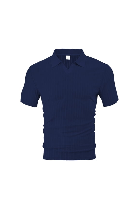Mens Textured Knit Polo Shirts Regular Fit Stretchy Golf Shirts