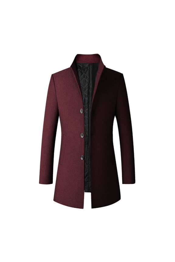 Mens Trench Coat Men's Autumn Winter Casual Wool Blend Anorak Coat Mid Length Trench Outerwear For A XXL