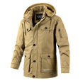 thumbnail image 1 of QHFBli Mens Trench Coat Mens Autumn Winter Casual Trench Coat with Belt Zipper Solid Color Body Shape Thick Side Seam Pocket Anorak Khaki XL, 1 of 7