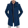 thumbnail image 1 of QHFBli Mens Trench Coat for Winter Men's Winter Wool Overcoat Long Anorak Jacket Fashionable Warm Soft Blue XXL, 1 of 4
