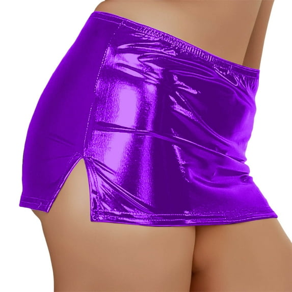 QHFBli Metallic Bodycon Mini Skirt - High Shine Silver Party Wear, Liquid Sexy Tight Pencil Skirt for Women