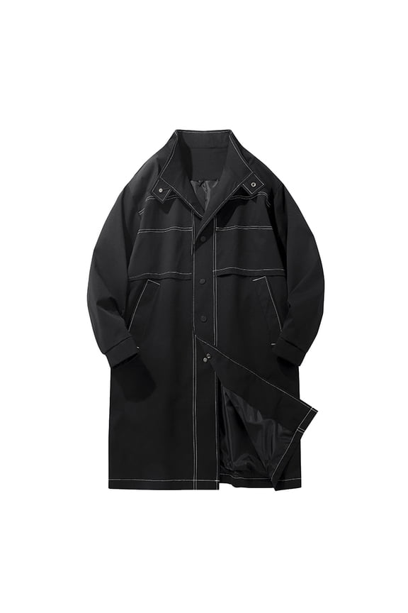 Modern Mens Trench Coat British Style Longline Anorak Jacket Mens Casual Outerwear Coat For Autumn Winter Seasons With Black XXL