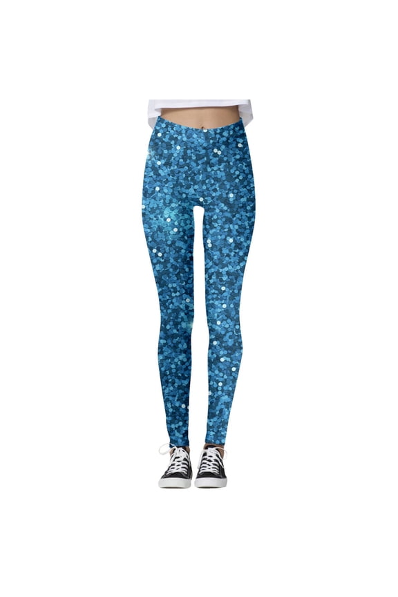 Moisture Wicking Leggings Stylish Women's Casual Sequin Printed Athletic Leggings for Everyday Wear and
