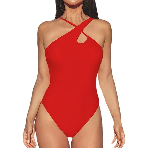 QHFBli One Piece Swimsuit for Women Asymmetrical Bathing Suit Adjustable Straps Cutout