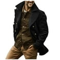 thumbnail image 1 of QHFBli Oversized Mens Trench Coat Fall Winter Double Long Anorak Coat for Men with Lapel Collar Windbreaker Black S, 1 of 7
