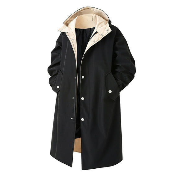 QHFBli Oversized Mens Trench Coat Men's Lightweight Anorak Jacket Water Windbreaker Hooded Outdoor Sports Coat For Hiking Black XXXL