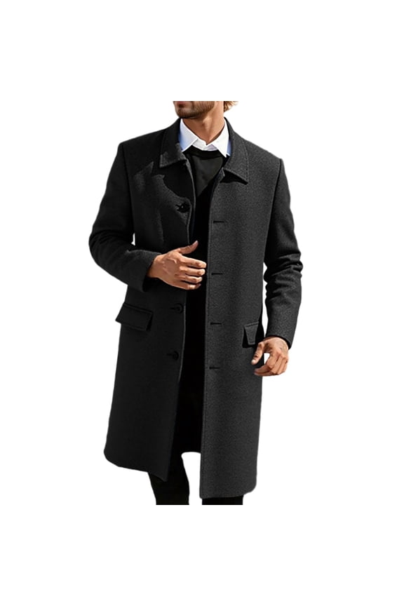 Oversized Mens Trench Coat Men's Lightweight Warm Mid Length Anorak Coat Thick Double Faced Jacket Stylish Outerwear For Autumn Black M