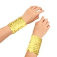 thumbnail image 1 of QHFBli Pair of Womens Sequin Wrist Cuffs Bracelet 17cm x 10cm Elastic Wristband Oversleeve Rave Party Costume, 1 of 5