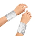 thumbnail image 1 of QHFBli Pair of Womens Sequin Wrist Bracelet 17cm x 10cm Elastic Wristband Oversleeve Rave Party, 1 of 5