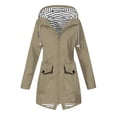 thumbnail image 1 of QHFBli Rain Jacket Women Waterproof Windbreaker Lightweight Rain Jackets with Pockets Striped Lined Raincoats with Hood, 1 of 4