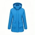 thumbnail image 1 of QHFBli Women's Lightweight Long Softshell Lined Jacket Anorak Raincoat With Removable Hood, 1 of 9