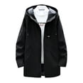 thumbnail image 1 of QHFBli Regular Fit Mens Trench Coat Men's Slim Fit Trench Coat Windbreaker Zipper Closure Lapel Long Jacket Casual Windproof Black XL, 1 of 3