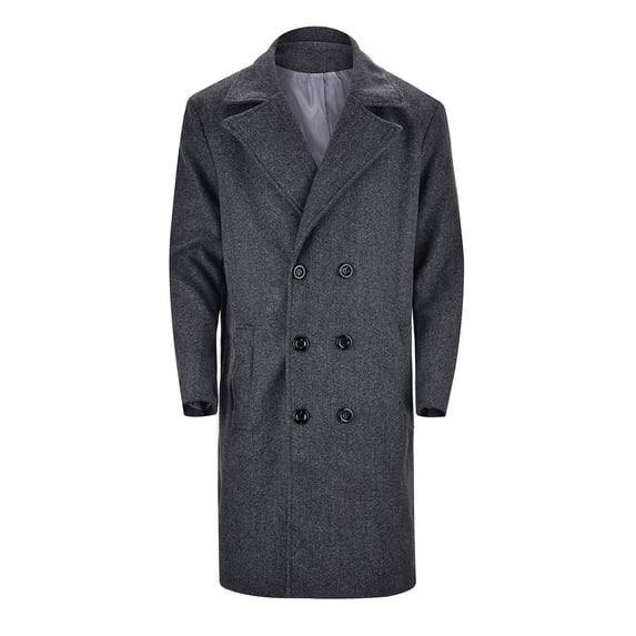 QHFBli Regular Fit Mens Trench Coat Mens Autumn Double Slim Windbreaker Coat with Lapel Pocket and Adjustable Belt for Stylish Dark Gray M